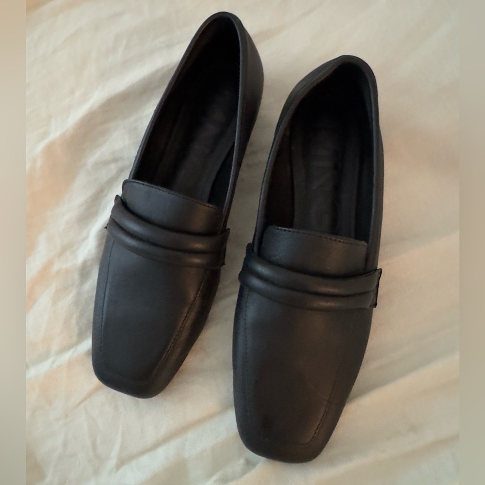 Mango Black leather loafers